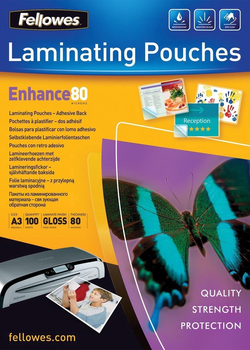 Fellowes - 100 pochettes de plastification A3 (303 x 426 mm) - 80 microns -  brillantes Pas Cher