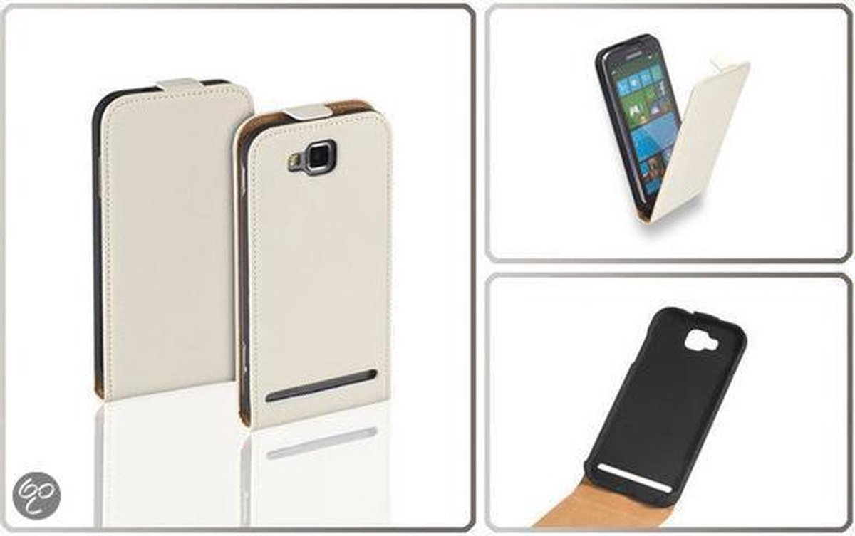 LELYCASE Flip Case Lederen Hoesje Samsung Ativ S Wit