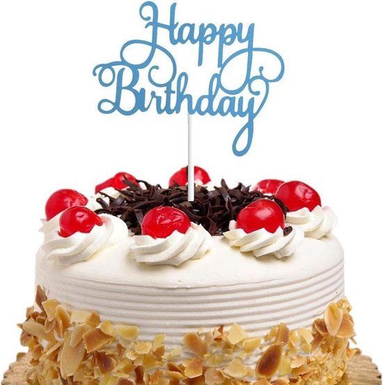 Happy Birthday Taart topper - Taart decoratie verjaardag Blauw - Glitters |  bol.com