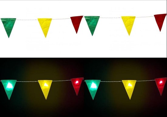 Notitie Correct hangen 6x Vlaggenlijn rood/geel/groen met verlichting 325cm | bol.com