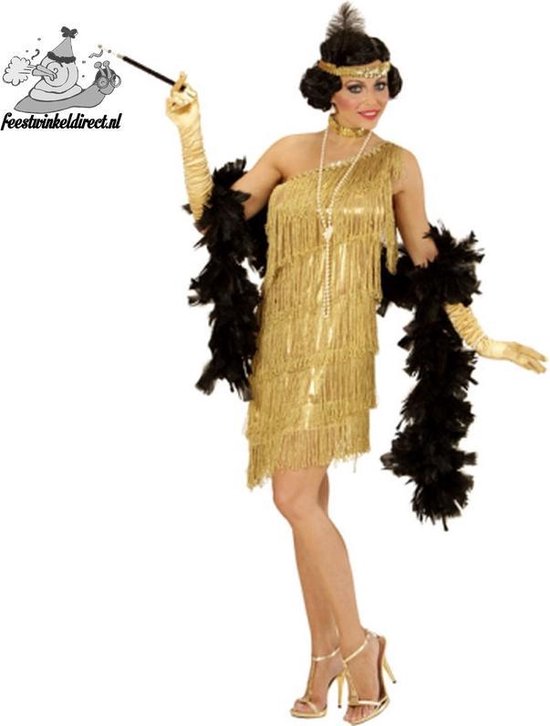Gouden charleston jurk met haarband en halsband-Maat:XL | bol.com
