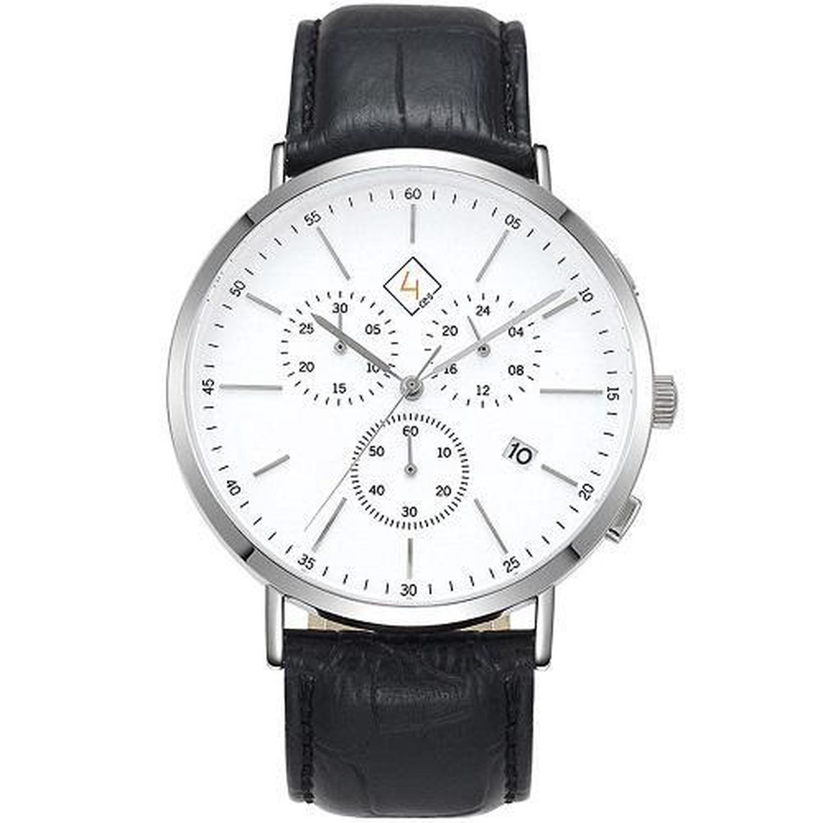 Chrono Klassiek Polshorloge - MKC42ZI - Zwart Leren Bandje - Quick Release - Zilverkleurig Kast 42mm