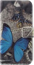 Huawei Ascend P8 Lite (2017) agenda wallet hoesje blauwe vlinder