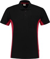 Tricorp poloshirt - 202002 bi-color - Zwart / Rood - Maat XS