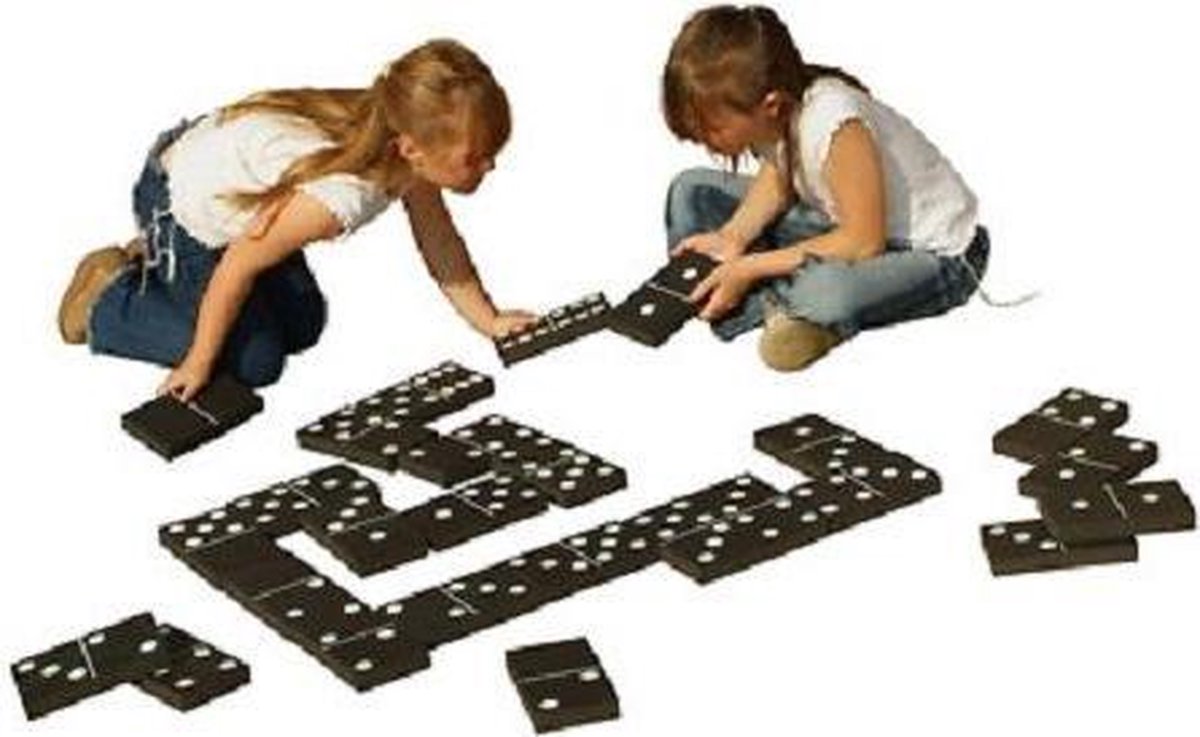 MIJOMA Riesen Domino XXL - Trendiges Outdoor Holzdomino-Spiel für die ganze Familie, 28 Dominosteine, Großformat 15x7,5 cm