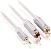 Profigold hoge kwaliteit slimline 3,5mm Jack - Tulp stereo 2RCA kabel wit - 2 meter
