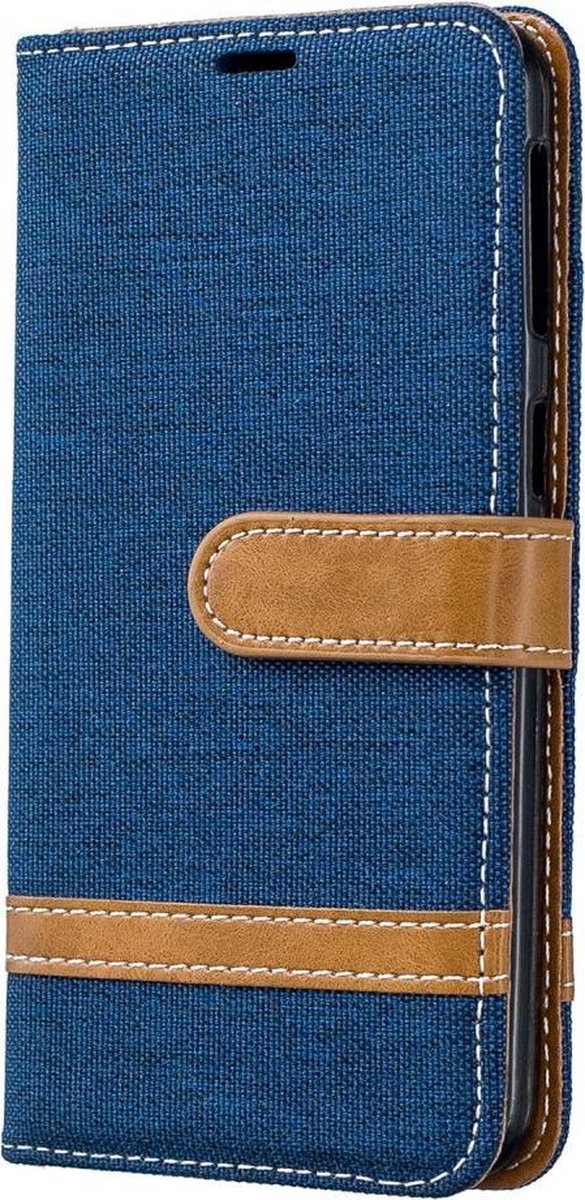 Denim Book Case - Geschikt voor Samsung Galaxy A40 Hoesje - Blauw