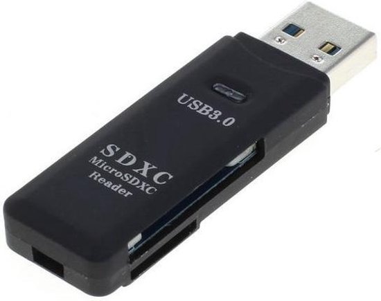 Compacte Snelle 2 in 1 USB 3.0 Geheugenkaart lezer / MemoryCard Reader Adapter - SD  en Micro SD kaart reader| Zwart - TrendParts
