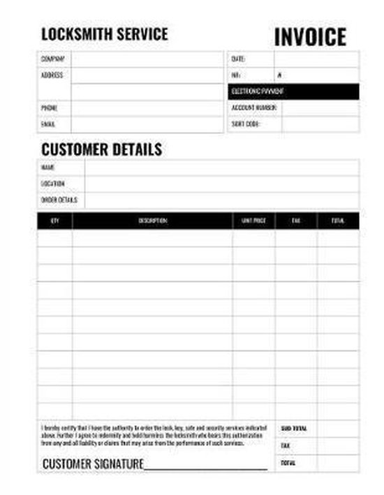 Locksmith Receipt Book, Locksmith Invoice Helper 9781093896107
