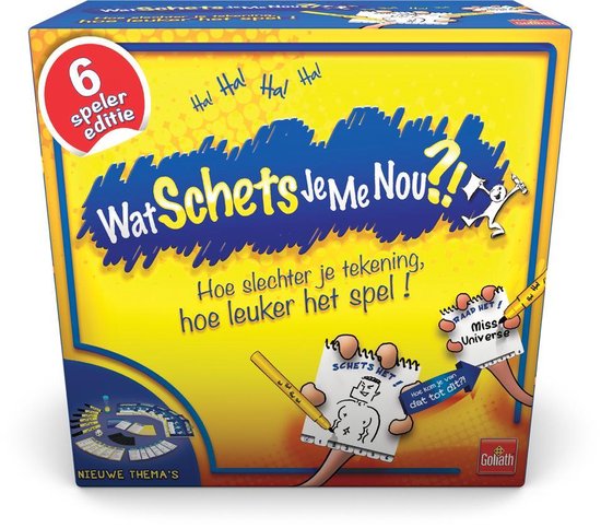 Goliath "Wat Schets Je Me Nou?!" spel, 6 speler editie met tekeningen van Miss Universe.