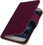 Lelycase Paars Echt Leder bookcase Samsung Galaxy S4 i9500 hoesje
