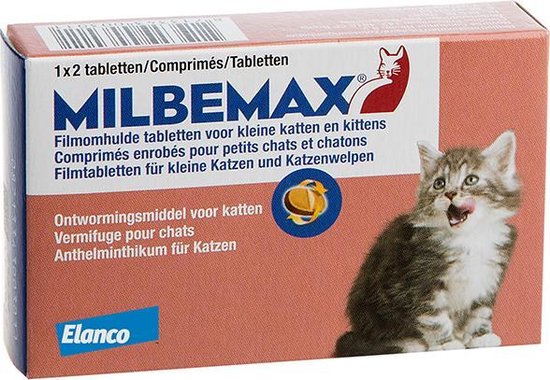Milbemax Ontwormingsmiddel - Volwassen Kat En Kitten tot 2 kg - 2 Tabletten
