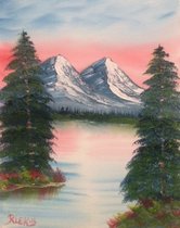 Peinture à l'huile "Paysage de montagne"