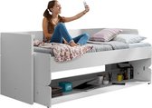 Lit Bureau Denver - blanc - Vipack - Lits enfant avec rangement - Blanc - Panneaux de particules - Lits enfant avec rangement