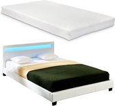 Sommier LED Paris avec sommier matelas 160x200 blanc