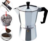 XL Percolator 9 Kops - Mokkapot Coffee Espresso Maker - Italiaanse Koffiepot Moka Express Pot - 450ml - Zilver Kleurig