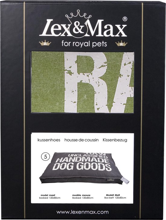 Lex & Max Raw Unclassified - Losse hoes voor hondenkussen  - Boxbed - Groen - 120x80x9cm
