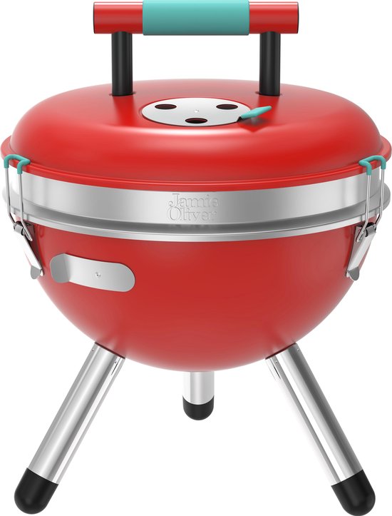 Jamie Oliver Park Houtkoolbarbecue Red Pepper inclusief gratis 4 delige  steak set | bol.com