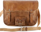 Aktetas A4 Formaat- Laptoptas 15.4 ‘' - ECHTE LEDER – Cognac Kleur - Messenger Bag Toledo 15R
