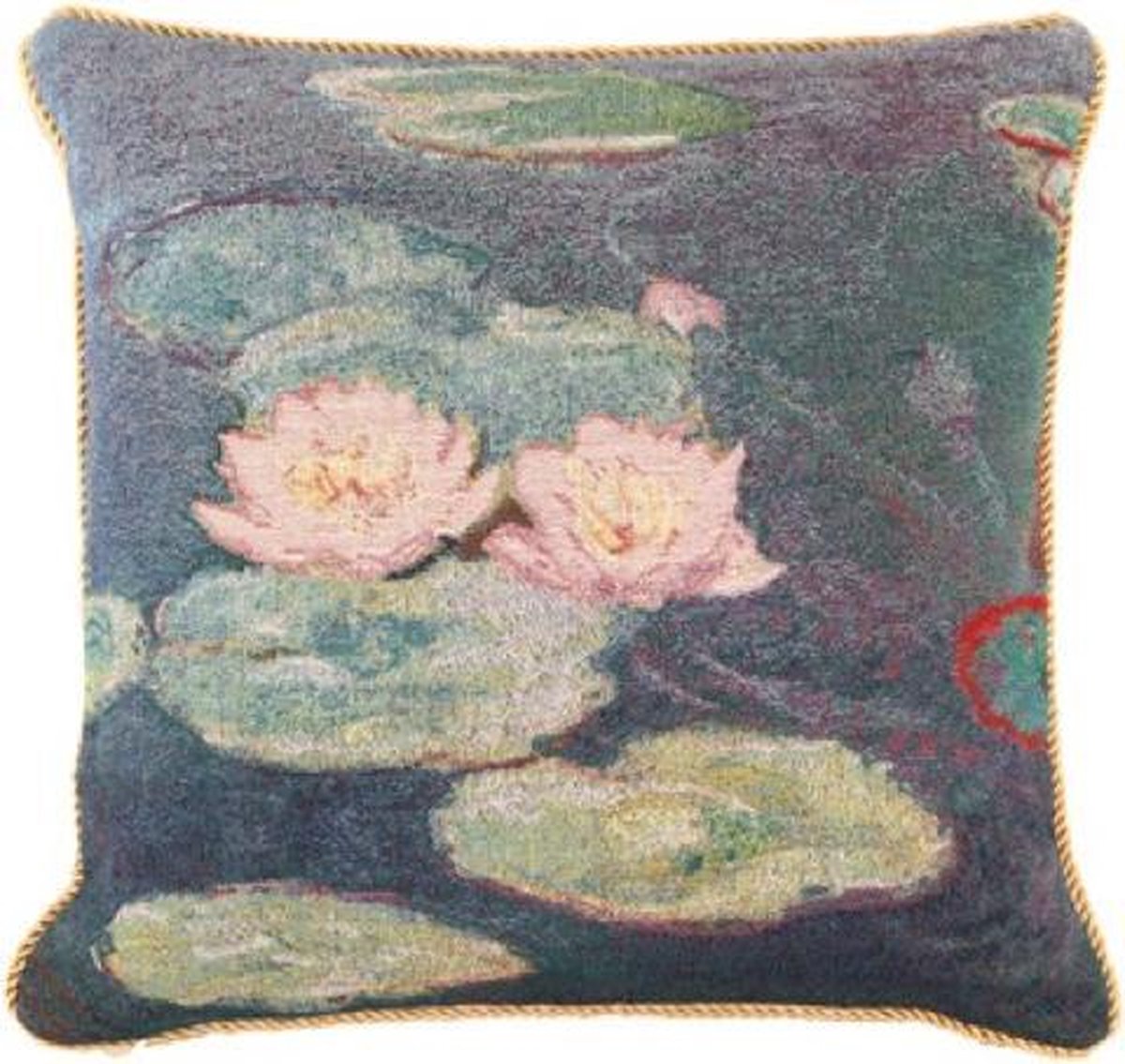 Signare Kussenhoes - Gobelinstof - Monet - Water Lelie - 45 cm Blauw