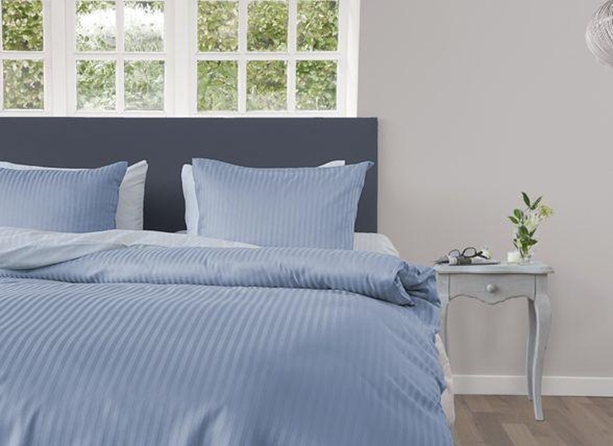 Heckett & Lane Satin Stripe Dekbedovertrek - Eenpersoons - 140x200/220 cm - Misty Rose
