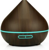 HomeDays Aroma Diffuser 400ml Donker Hout | Luchtbevochtiger voor Aromatherapie | Etherische Olie Diffuser | Aroma Vernevelaar | LED Verlichting