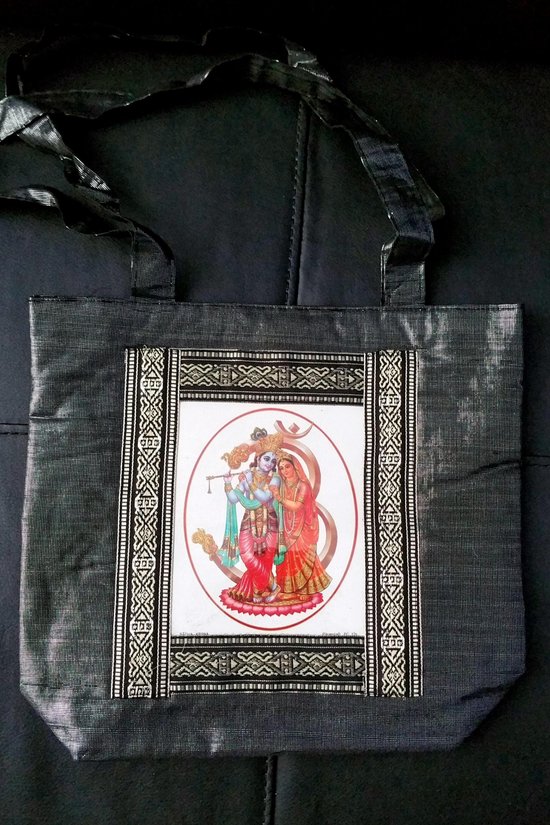 Tas met opdruk van Indiase Goden, Zwart