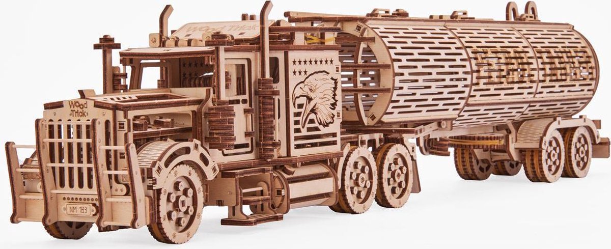 Wood Trick – Modelbouw 3D houten puzzel – de Tankaanhangwagen – Tank Trailer – Uitbreiding op Grote Vrachtwagen Big Rig - 220 stuks - Geen lijm noch verf nodig! — afbeelding 22