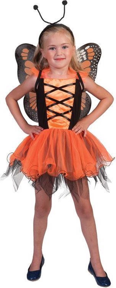 Afbeelding van product Funny Fashion  Butterfly belle orange | Verkleedkleding  - maat 116/128