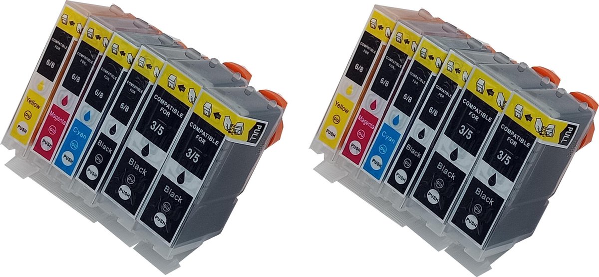 KATRIZ® huismerk inkt voor Canon 4X PGI5XLBK + 2X CLI8XLBK + 2X CLI8XL Cyaan + 2X CLI8XL Magenta + 2X CLI8XL Geel (12stuks)  - Met chip