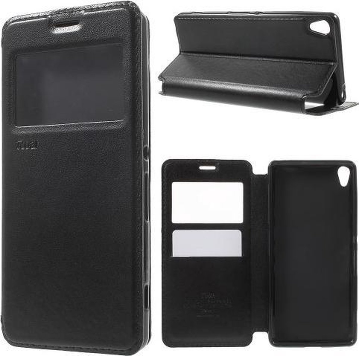 Zwart view cover agenda hoesje Sony Xperia XA