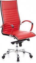 hjh office Parma 20 - Chaise de bureau - Cuir - Chrome - Rouge