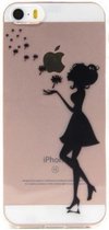 iPhone 5, 5s, SE - hoes, cover - TPU - Transparant - vrouw met vlinders