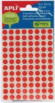 Étiquettes rondes Apli en pochette diamètre 8 mm, rouge, 288 pièces, 96 par feuille (2046)
