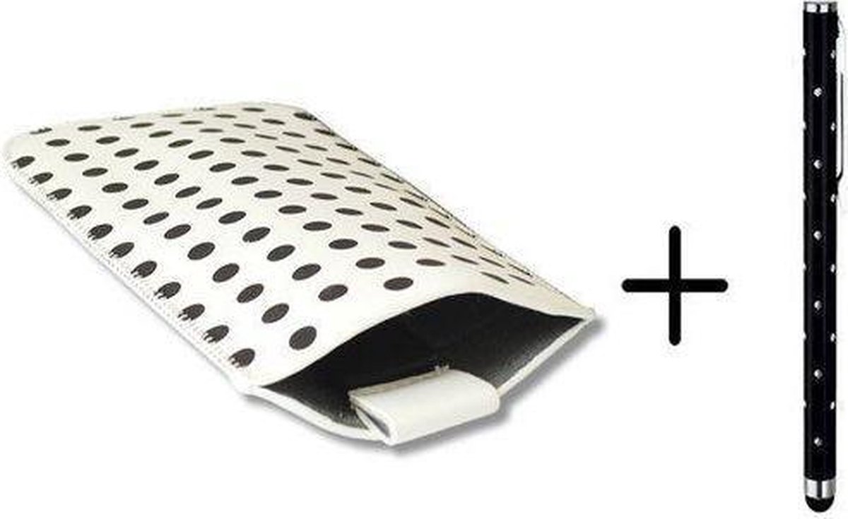 Polka Dot Hoesje voor Medion Life P5001 met gratis Polka Dot Stylus, Wit, merk i12Cover op Prijzenvolger.com