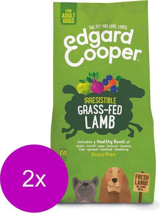 Edgard & Cooper Irresistible Grass-Fed Lamb Adult Lam&Appel&Wortel - Hondenvoer - 2 x 7 kg