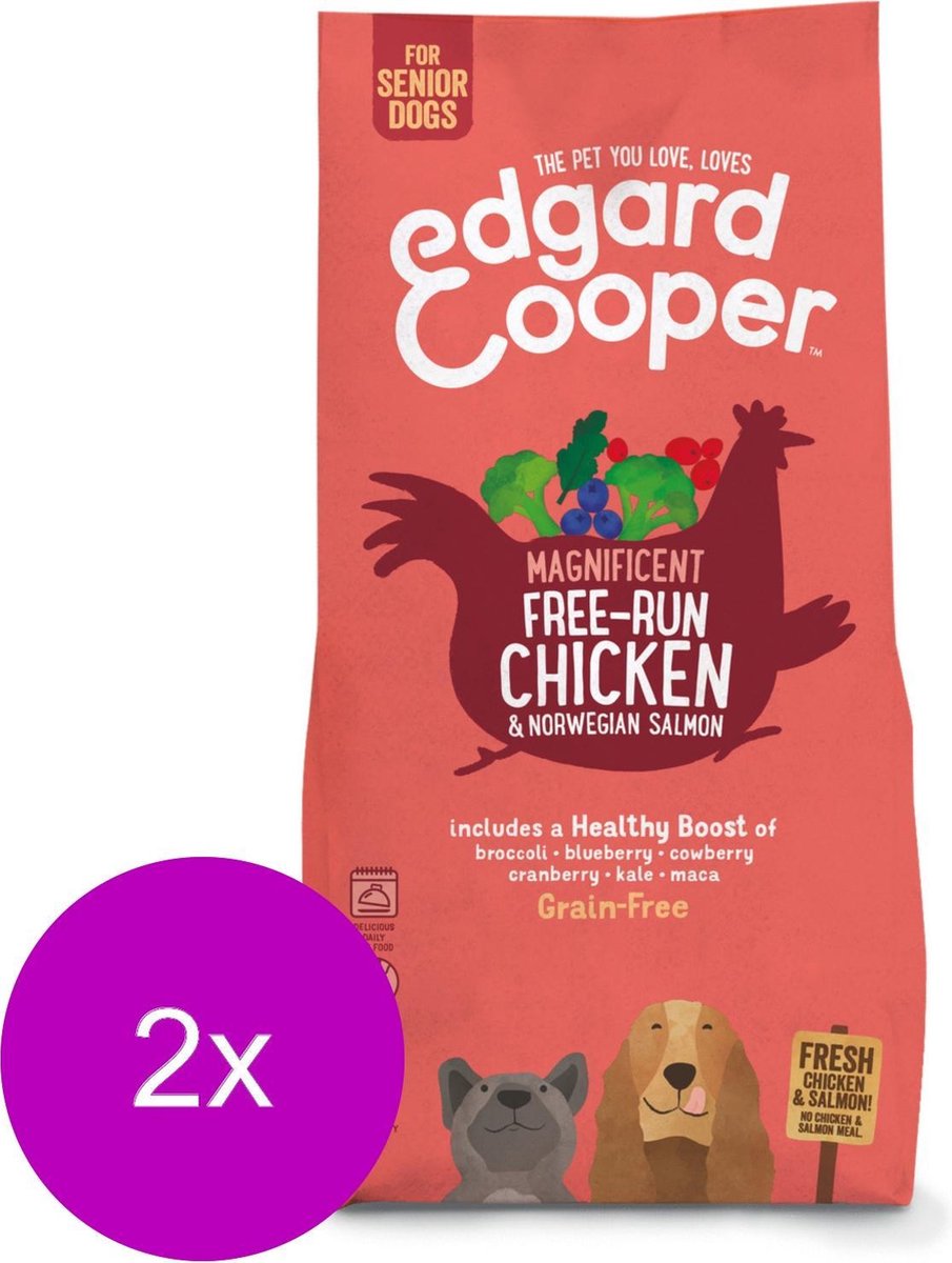 Edgard & Cooper Edgard & Cooper Free-Run Chicken Senior Kip&Zalm&Broccoli - Hondenvoer - 2 x 12 kg Graanvrij