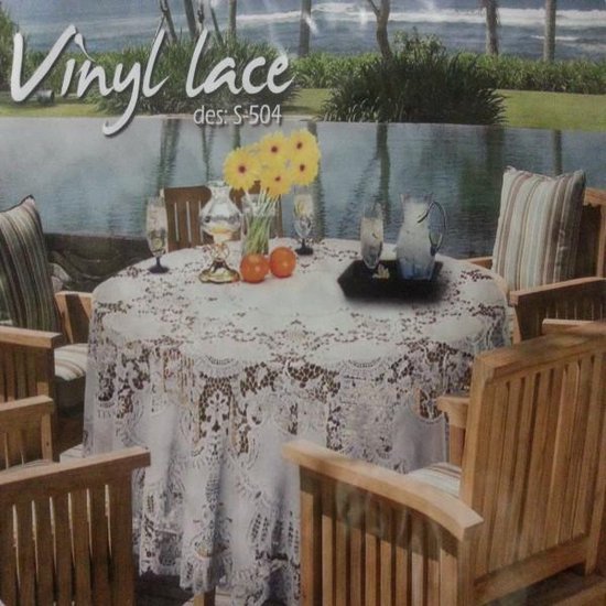 Vinyl Lace 504 Tafelkleed-Terraskleed 180cm Rond Harbor Green - Unique Living