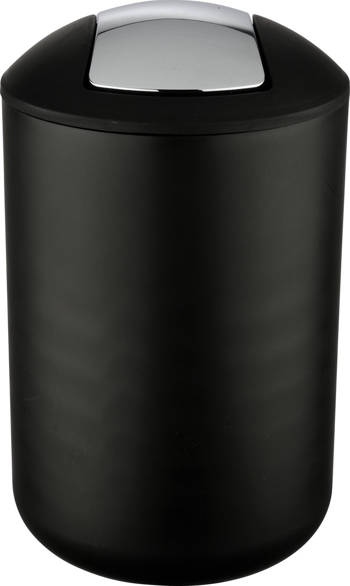 Goedkoopste WENKO Afvalemmer Brasil L 6,5 liter kunststof zwart met swingdeksel - Prullenbak - Afvalbak - Vuilbak