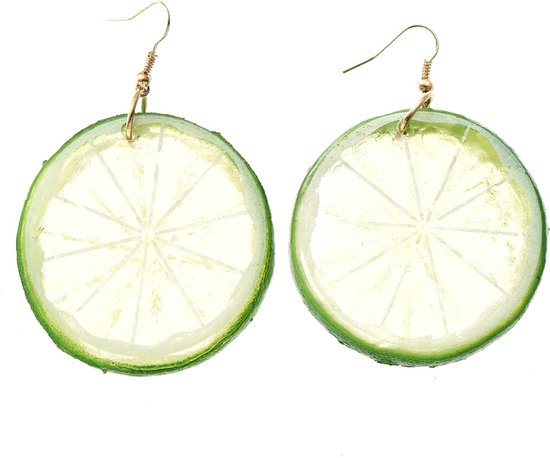 Fako Bijoux® - Boucles d'oreilles - Fruit en plastique - Tranche de citron  vert | bol