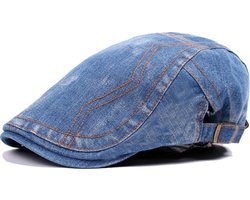 Winkrs - Flatcap denim medium blauw - Platte pet, klak pet, golfcap - Verstelbaar