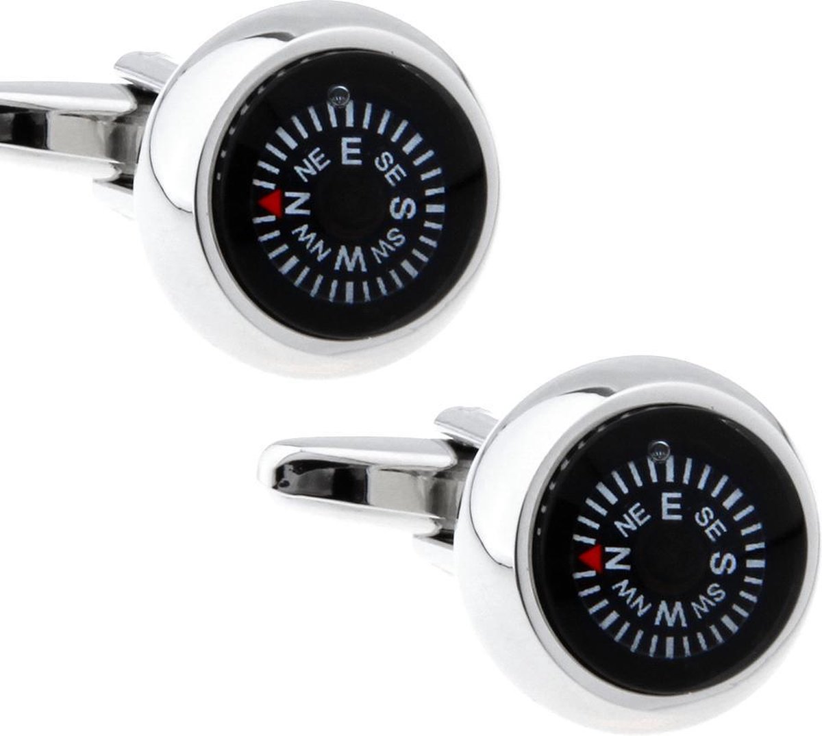 Amanto Manchetknopen Arvik - Heren - 316L Staal - Kompas - ∅16mm