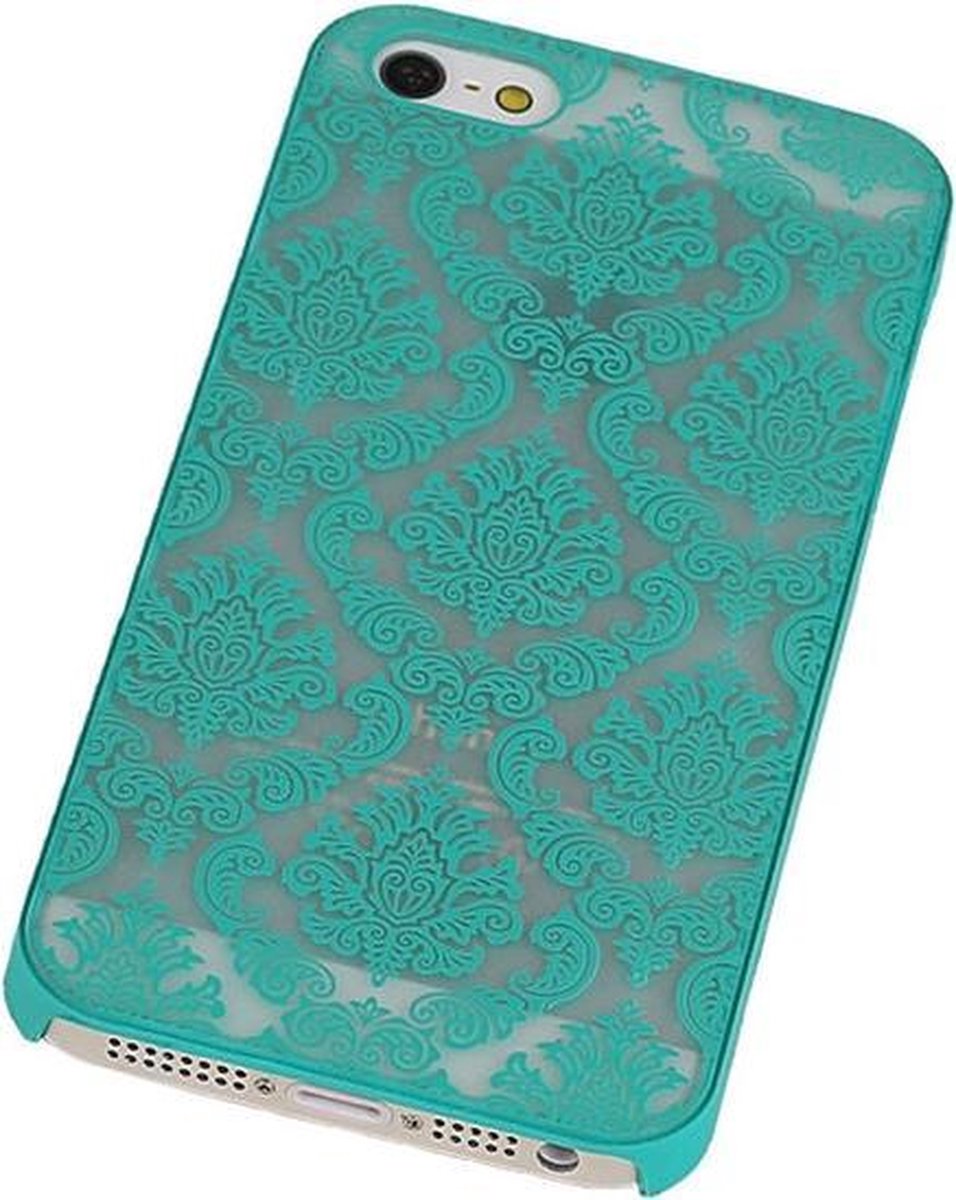 Apple iPhone 5 / 5S Hardcase Brocant Vintage Turquoise - Back Cover Case Bumper Hoesje
