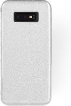 HB Hoesje Geschikt voor Samsung Galaxy S10E - Glitter Back Cover - Zilver
