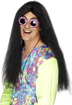 "Perruque noire hippie pour adulte Article de fête - Perruque déguisée - Taille unique"