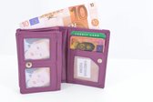 LeonDesign - portemonnee dames - dames portemonnee - fuchsia - leer - portefeuille dames - mini wallet - mini portemonnee - kleine portemonnee dames - dames portemonnee overslag - portemonnee