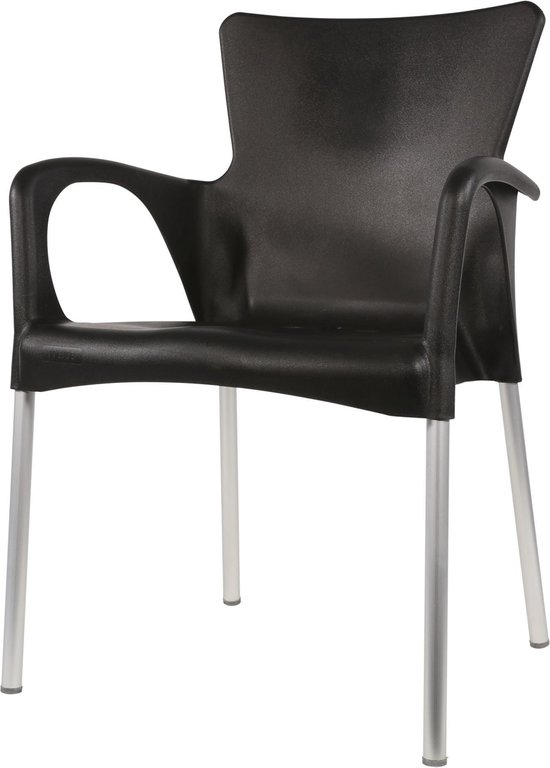Bella terrasstoel - stoel - kunststof - aluminium - tuinstoel - weerbestendig - stapelbaar - zwart