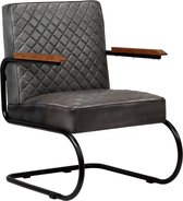 Fauteuil 63x75x88 cm echt leer grijs (incl. vloerviltjes)