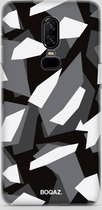 BOQAZ. OnePlus 6 hoesje - camouflage camo zwart wit grijs