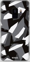 BOQAZ. Samsung Galaxy S9 hoesje - Plus hoesje - hoesje camouflage camo zwart wit grijs